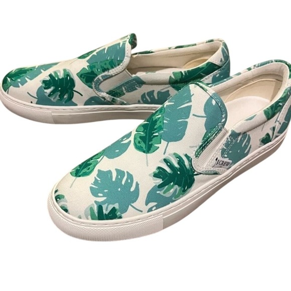 J.Crew Tropical Palm Leaf Print Slip-On Sneakers Canvas Summer Casual Shoes - Picture 5 of 7